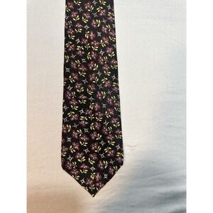 VTG Christian Dior Monsieur Black Floral‎ Tie